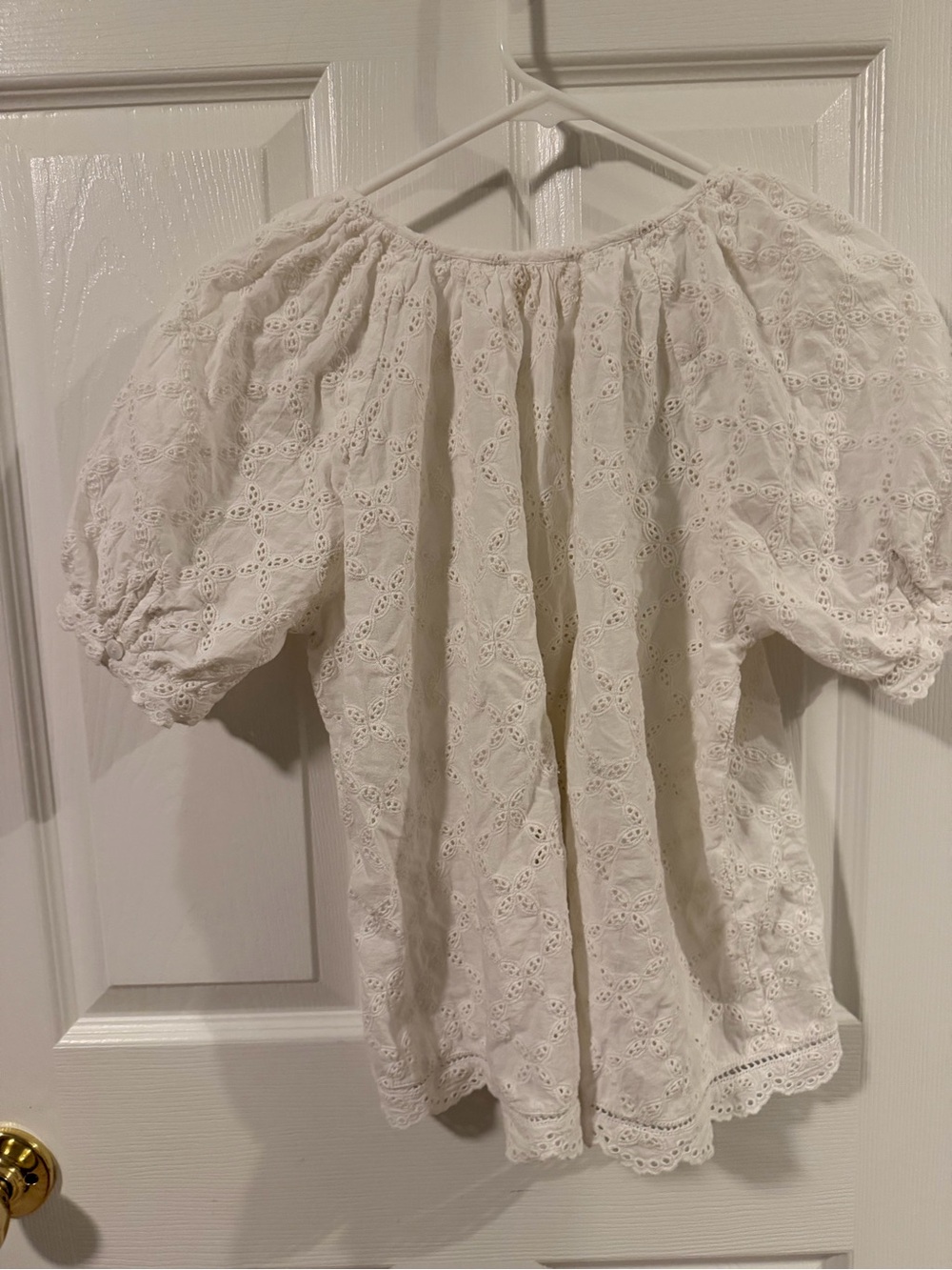 White Eyelet Peasant Top - Picture 5 of 5